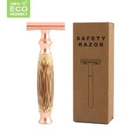 double edge safety razor for mens shaving or women hair removal eco friendly razor with natural bamboo handle zero waste