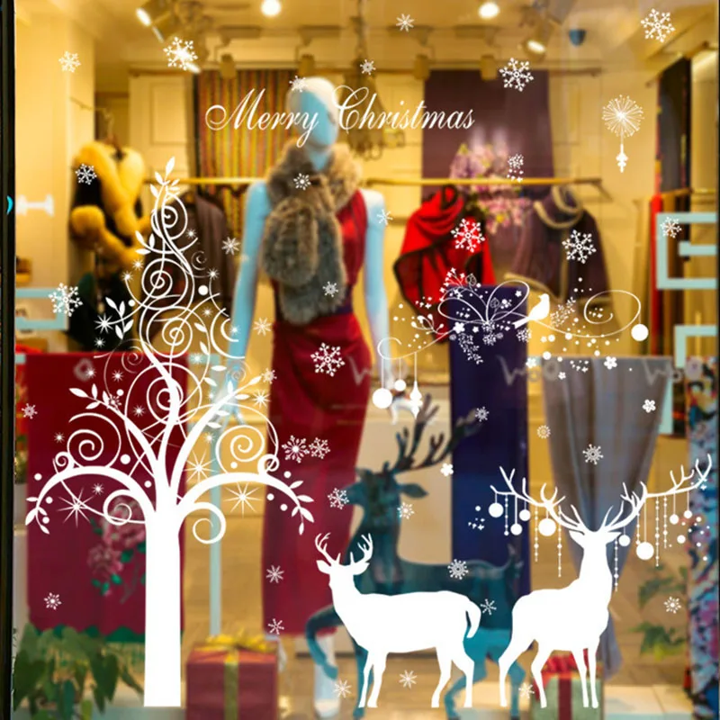 Высокие снежинки снеговик рождественские наклейки на окно аксессуары LG66 | Дом и