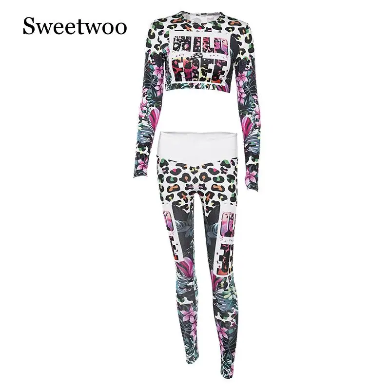 Женский леопардовый костюм для йоги и спортзала с высокой талией буквенным