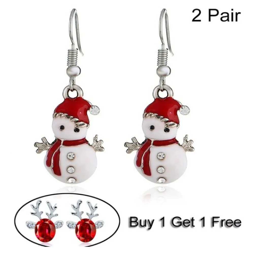 Snowman 2Pairs Новые рождественские серьги для женщин, серебряные серьги, висячие серьги, ювелирные изделия, длинные Винтажные серьги для жены, подарок для жены, pendientes oorbellen - Окраска металла: Snowman 2Pairs