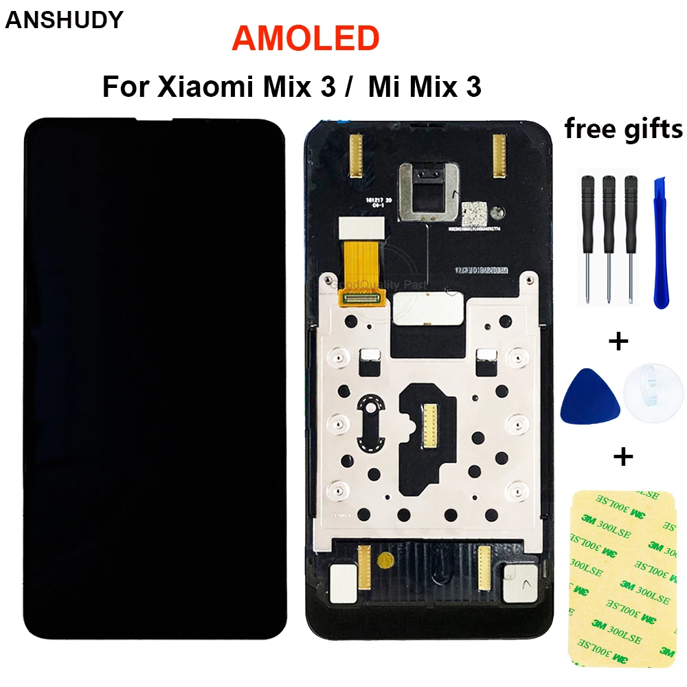 AMOLED For Xiaomi Mi Mix 3 Mix3 LCD Touch Screen Digitizer Assembly With Frame MiMix3 MiMix lcd Replacement Display Replace |