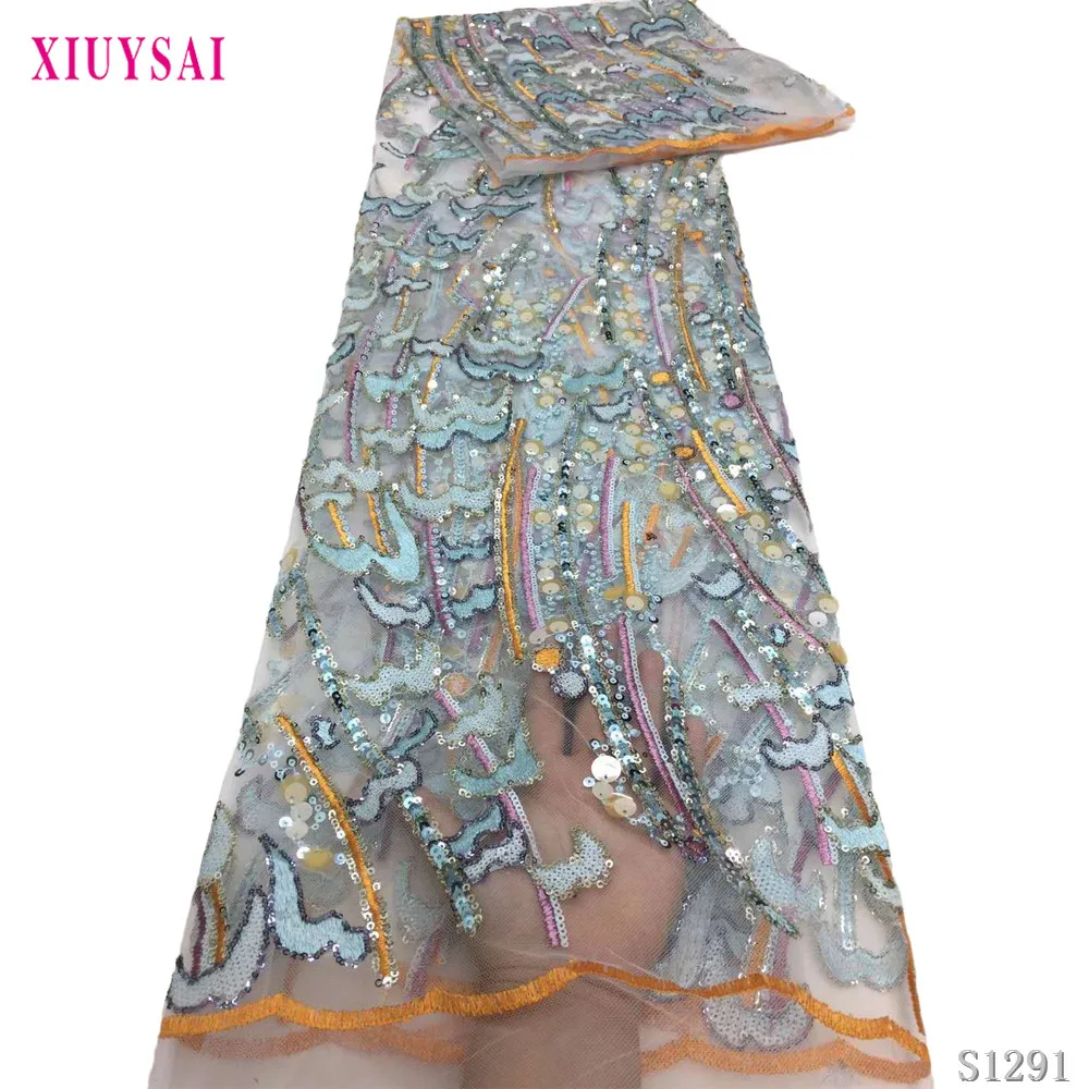 

High Quality nigerian tulle fabric French Tulle lace Women Dress Embroidered Sequin Lace Fabric African Red SL1292