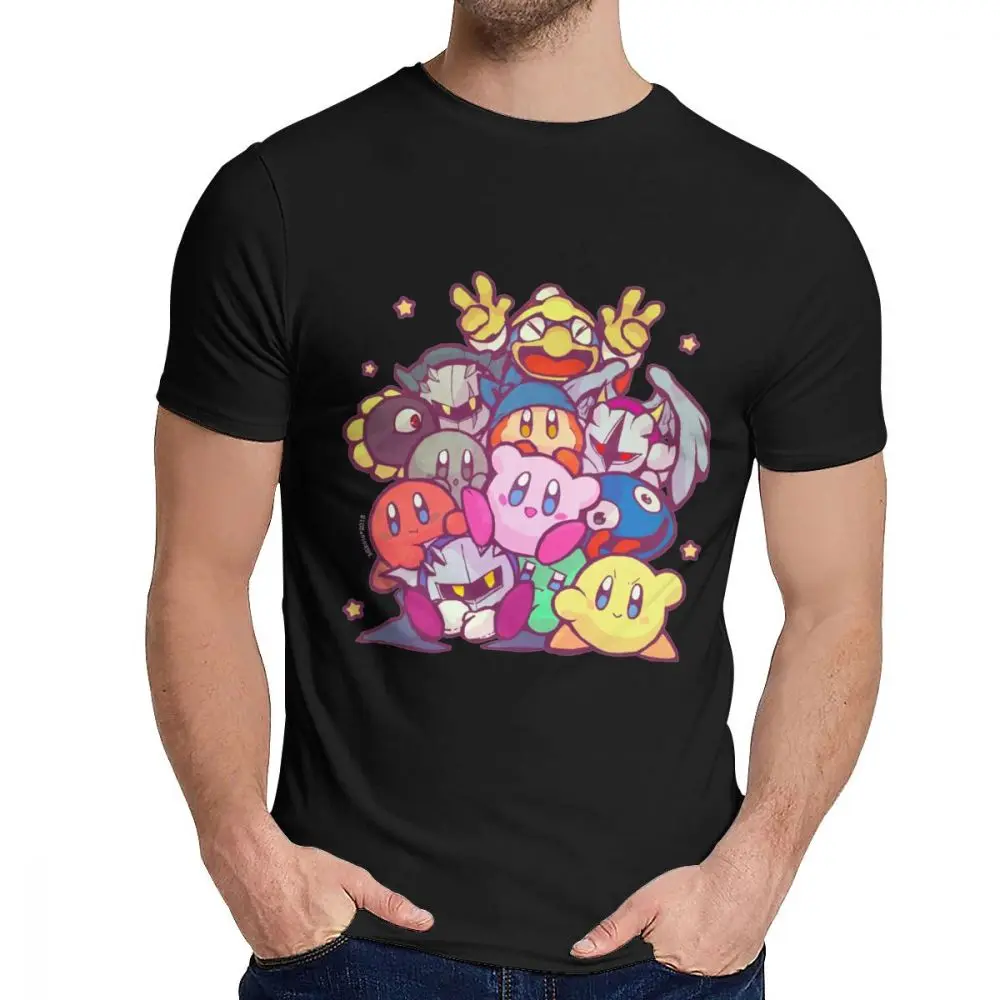 Стильная семейная футболка Kirby Group для мужчин, хипстер, натуральный хлопок, Camiseta, S-6XL - Color: Black