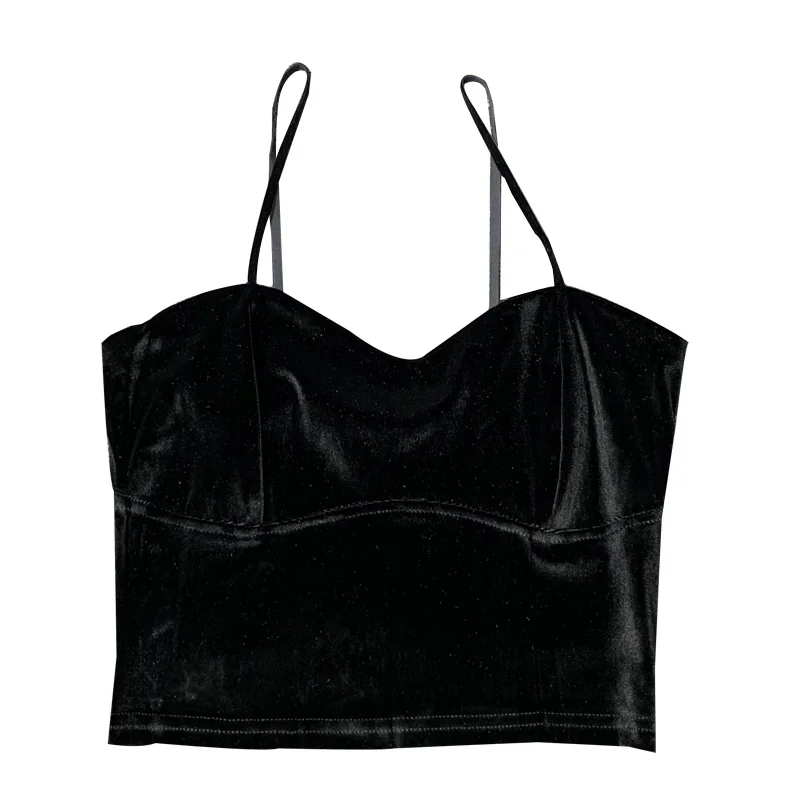 

Camis For Women Camisole Off Shoulder Tank Top Woman Velour Vest Spaghetti Strap Tops Elegant French Chic Clothes Autumn New