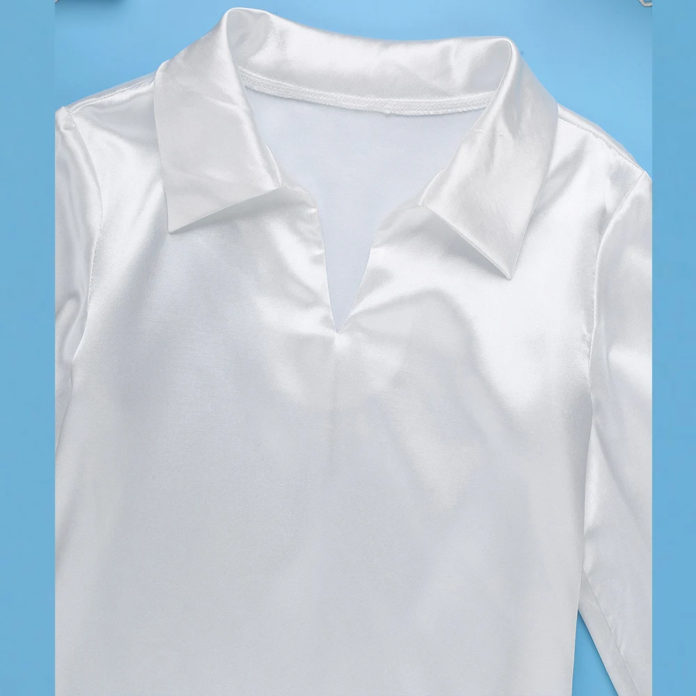 Дети Мальчики балетная рубашка атласная отделка латинские танцевальные костюмы