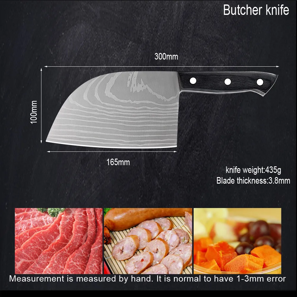 Нож мясника Qing из высокоуглеродистой стали поварской нож для резки мяса овощей