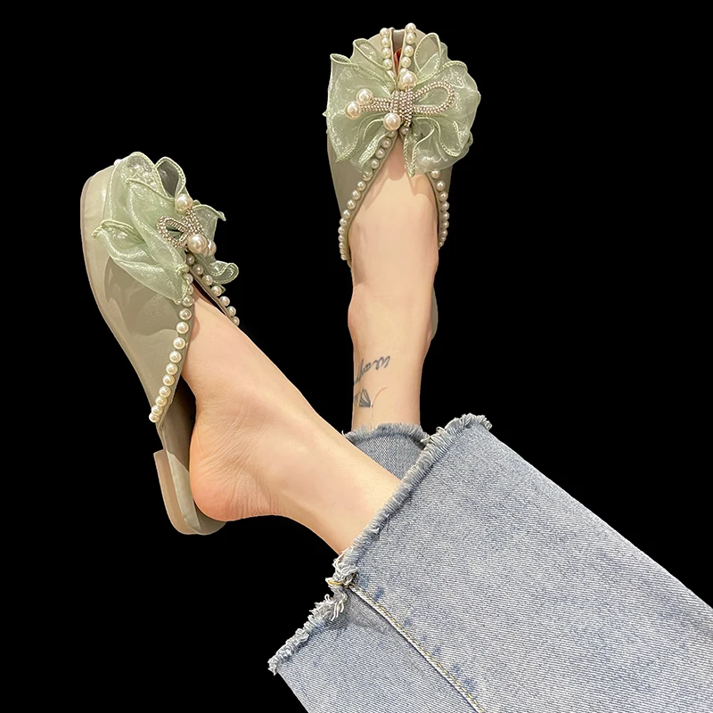 

Shoes Slippers Flat Low Luxury Slides Butterfly-Knot Slipers Women Female Mule Designer Summer Soft 2021 Mules PU Basic Butterfl