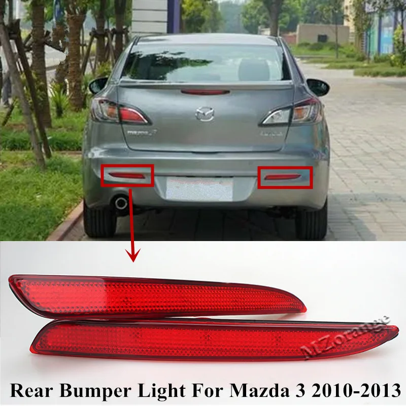 Luz trasera LED para coche, Reflector de parachoques trasero, lámpara de señal de freno, lente roja, para Mazda SPEED 3 Axela Sport 2010 2011 2012 2013, 1 par