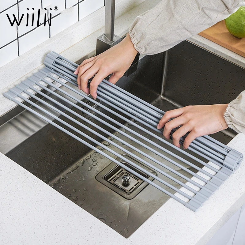 Wiilii сушилка для посуды Складная Сушилка слива скручивающаяся раковина контроль
