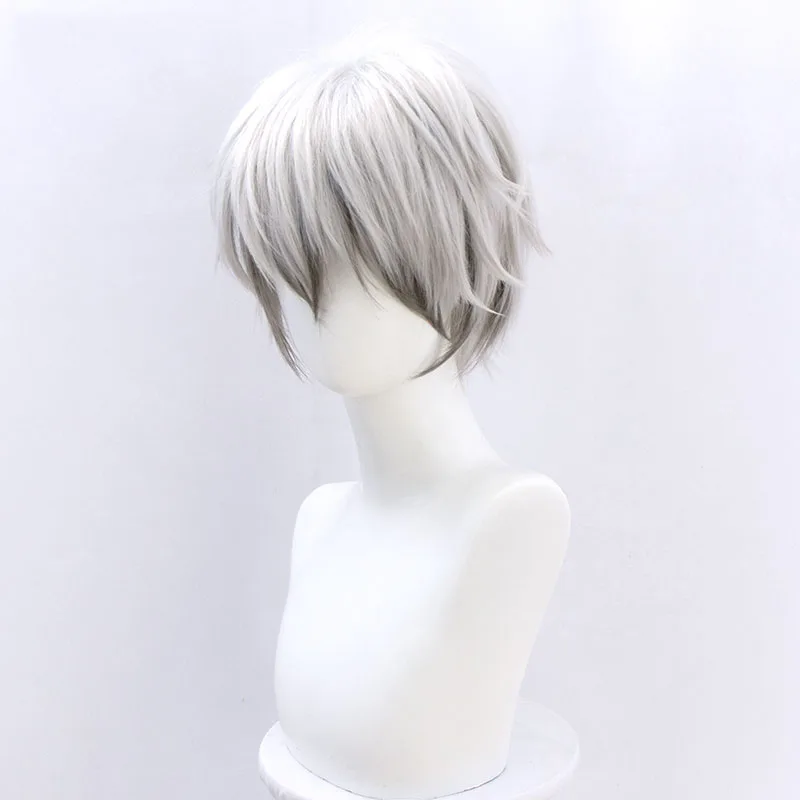LANLAN Arknights косплей парик Серебряный пепельный Градуированный Короткий волос
