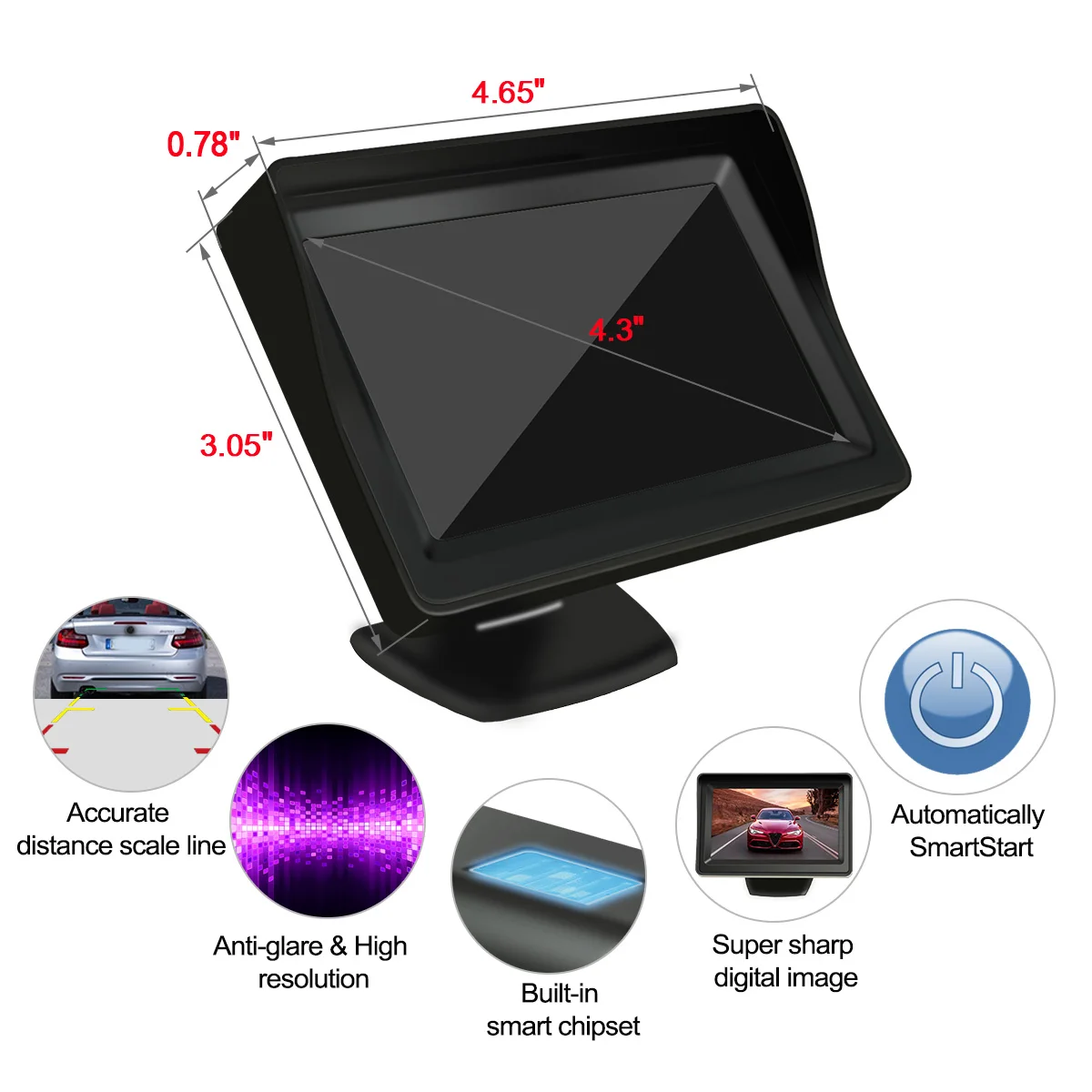 

CCD HD Car Rear View Reversing Camera With 4.3 inch Car Rearview Mirror Monitor For Ford Transit Connect