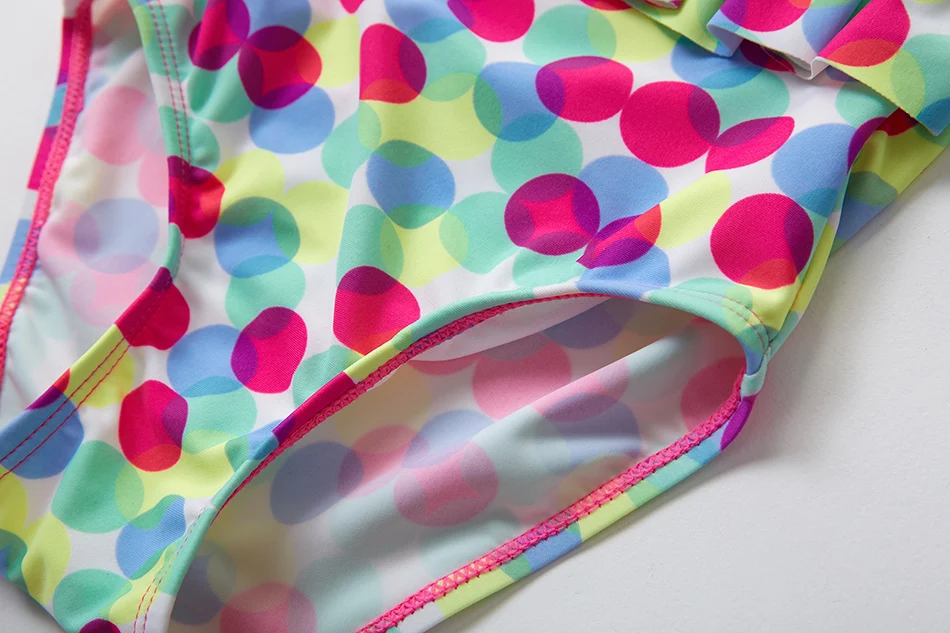 2019 Одна деталь рюшами Стильный купальный костюм для девочек 3-10years цельный ванный