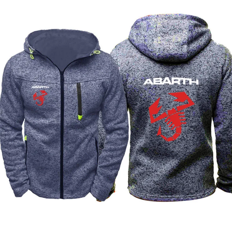 

New Hoodies Men Abarth Car Logo Print Casual Harajuku Long Sleeve Hooded Sweatshirts Mens zipper Jacket Man Hoody Clothing