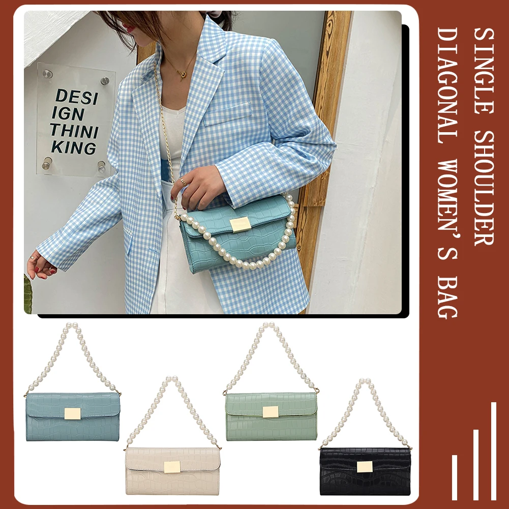 

Female Shoulder Bag PU Leather Crossbody Handbags with Stone Pattern Designed Ladies Chain Purse for Shopping