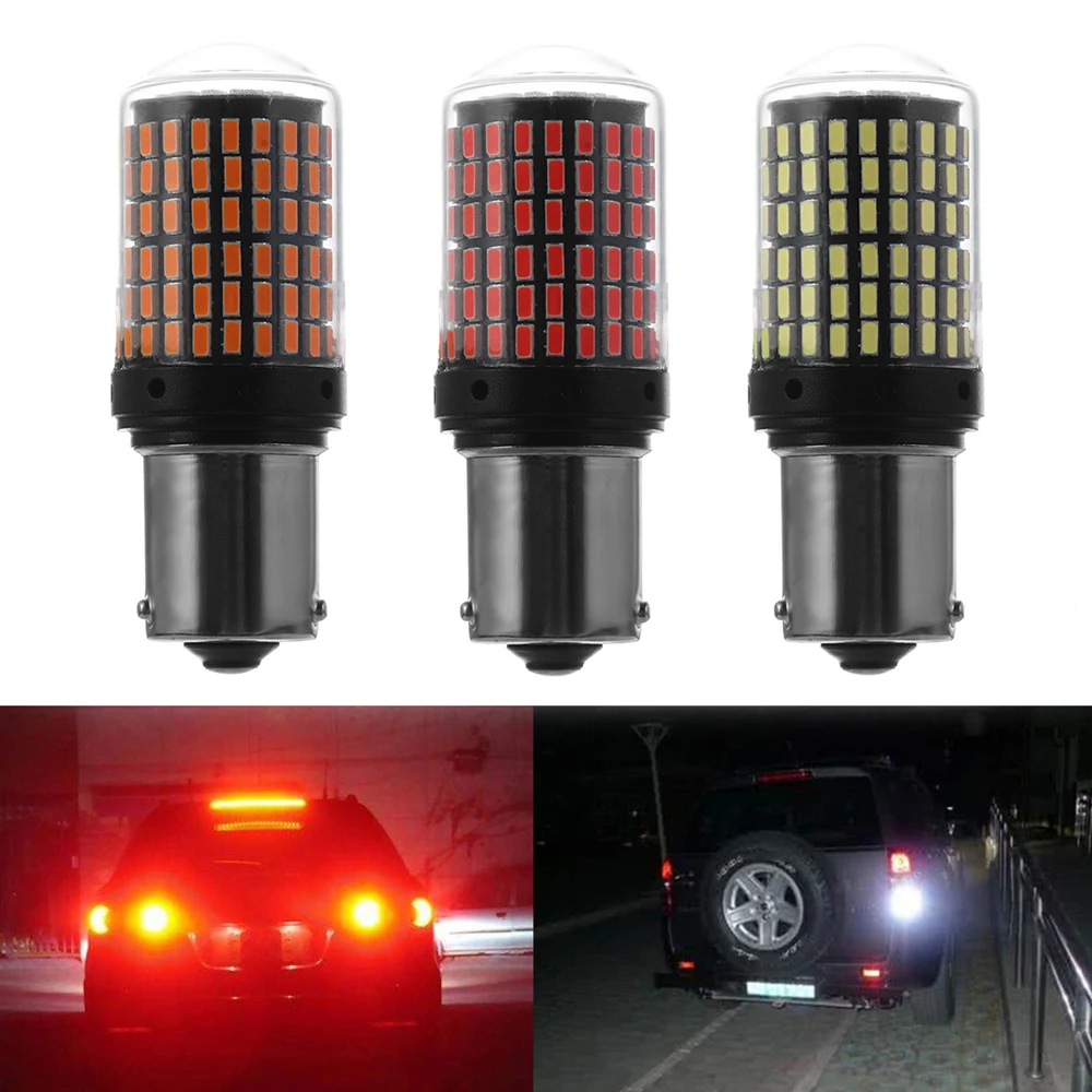 Светодиодный указатель поворота 12 24 В 144SMD 1156 BAU15S PY21W лампа s не вспышка высокое