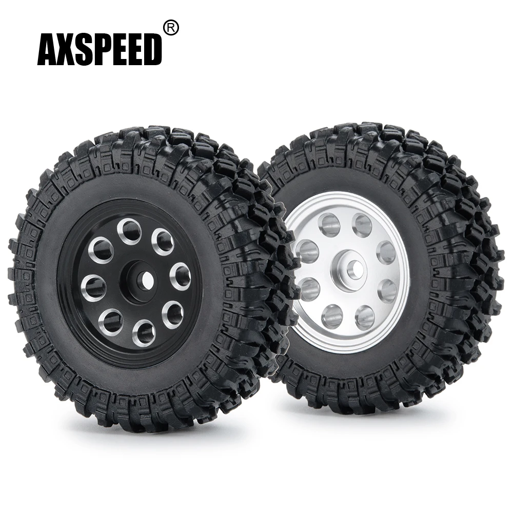 

AXSPEED 4 шт. микро 1,0 дюймовые металлические колесные диски и резиновые шины для Axial SCX24 1/24 RC Гусеничный автомобиль грузовик обновленные детали #...