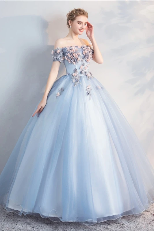 Платье с открытыми плечами Gryffon Quinceanera вечерние платья милыми аппликациями
