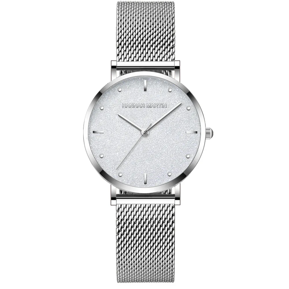 

Hannah Martin Quartz Movement High Quality 36mm Women Stainless Steel Mesh Rose Gold Waterproof Ladies Watch Birthday Gift