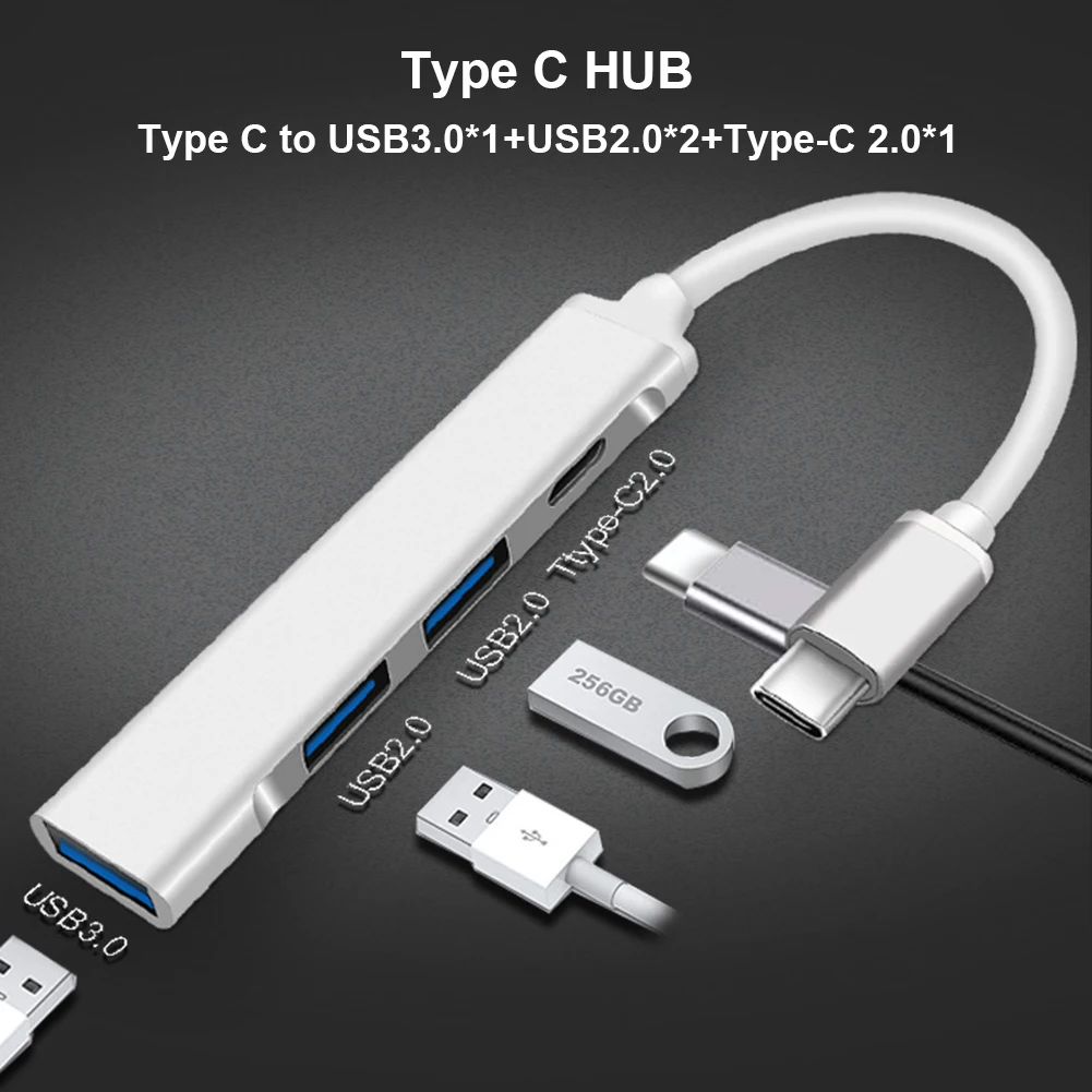 10 Вт 4 в 1 Type-C HUB USB 3 0 2 Multi порта Многофункциональный разветвитель - Цена: 323.3
