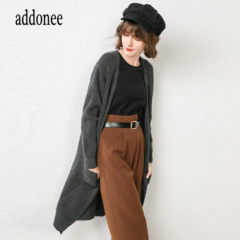 Скрученный узор Высокое качество Весна Осень Зима для женщин вязаный длинный