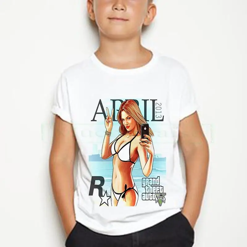 

2020 new Grand Theft Auto Game Tops Clothing GTA 5 t shirt Outwear Costumes Kids Clothes Girls T Shirts men summer Tshirt