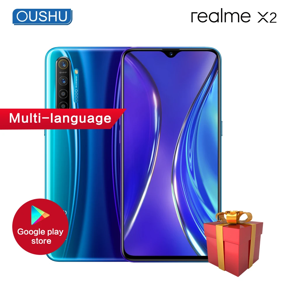 Новинка Realme X2 авокадо 64 мп Quad Camera 6 4 '' 4000 мАч аккумулятор телефон NFC VOOC Google Play
