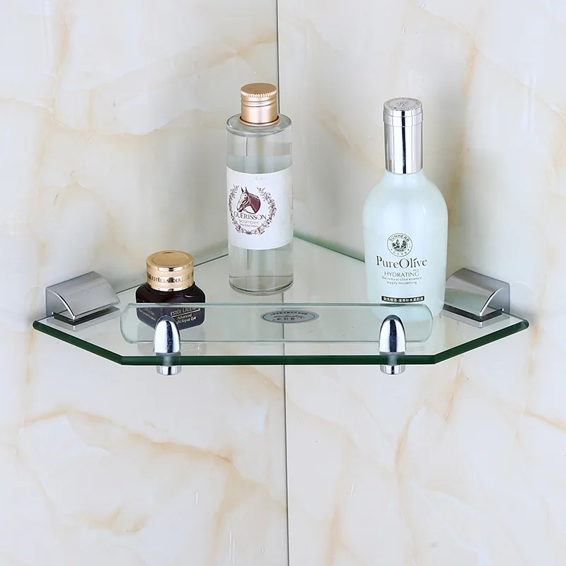 

Modern Bathroom Glass Corner Shelf 2/3 Layer Wall Mounted Shelf Stainless Steel Toilet Tripod Corner Frame Bathroom Accessories