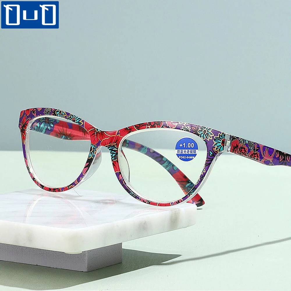 

Cat Eye Reading Glasses Women Men Printed Anti Blue Light Glasses Retro Computer Goggles Presbyopia Eyewear +1.0~4.0