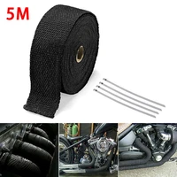5m roll fiberglass heat shield motorcycle exhaust header pipe heat wrap tape thermal protection 4 ties kit exhaust pipe insulat