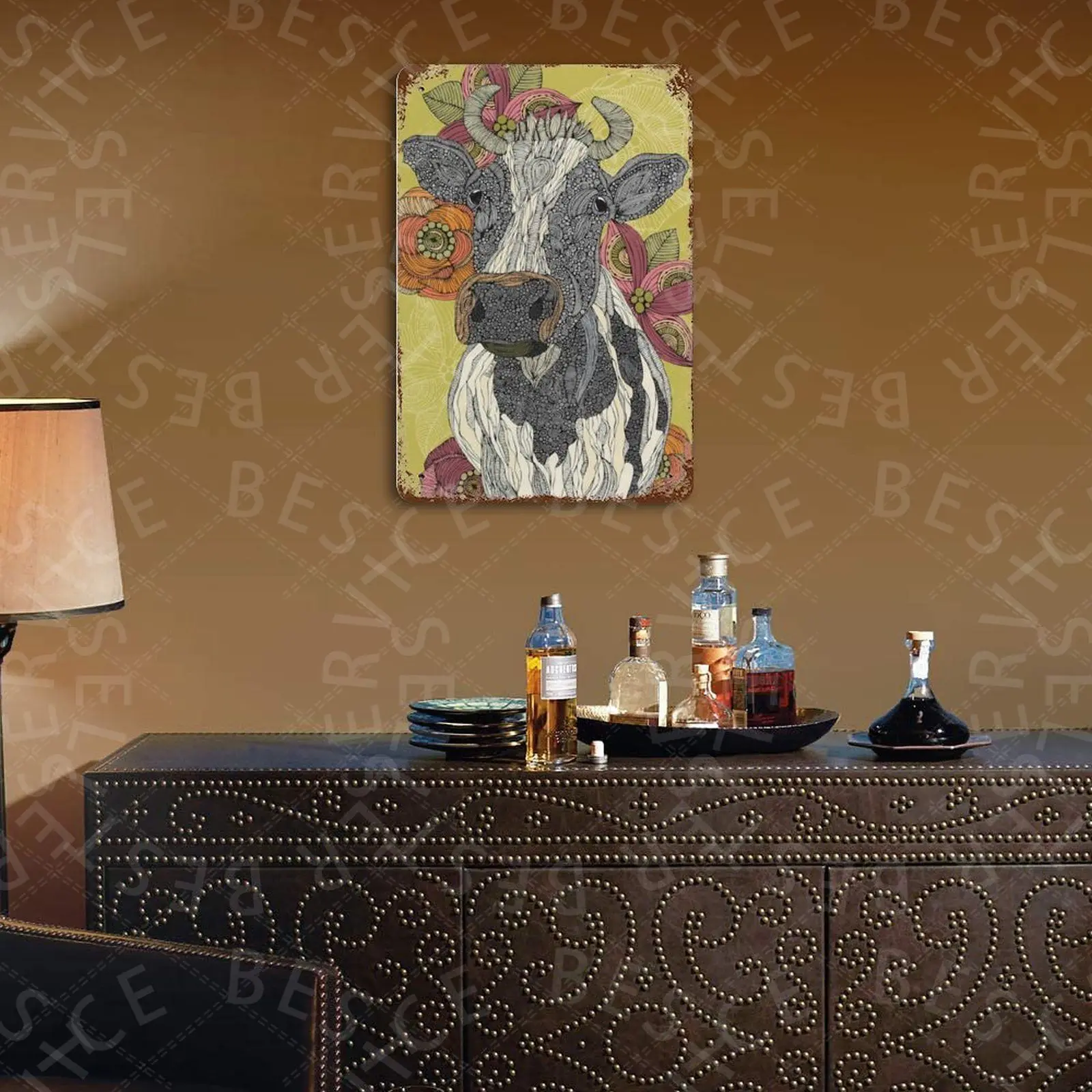 

The Cow Vintage Metal Plaque Sign Bar Home Wall Decor Signs Retro Metal Poster Tin Sign Man Cave Pub Kitchen plates
