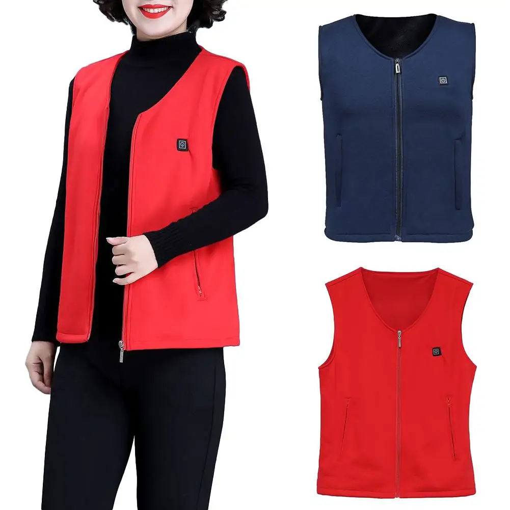 Мужская и женская зимняя теплая жилетка с электрическим подогревом застежка