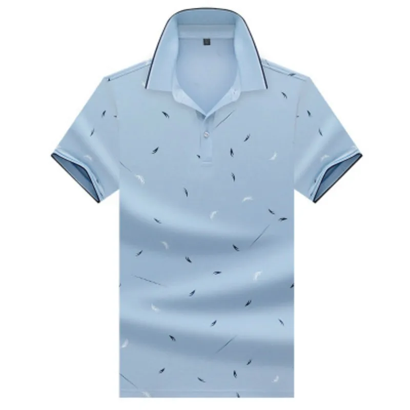 Мужская Повседневная рубашка поло из хлопка с коротким рукавом и принтом перьев
