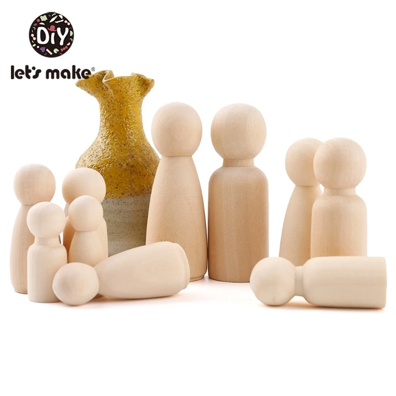 Деревянные окрашенные колышки для кукол клен ручной работы необработанные