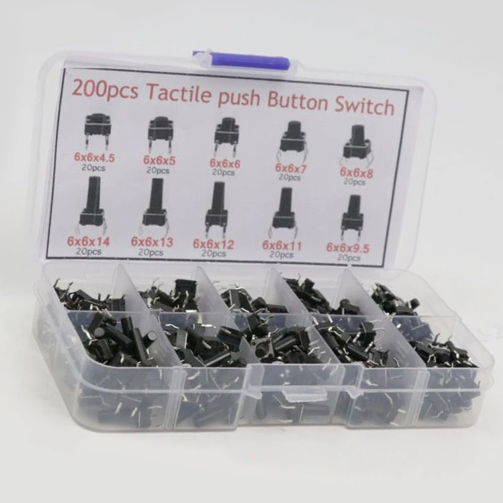 Accessories Button switches 6x6x4.5-14mm 200pcs Tactile Micro Momentary |