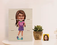 personalized female child caricature of authentic desktop wood pallet %c3%a7er%c3%a7eve 3