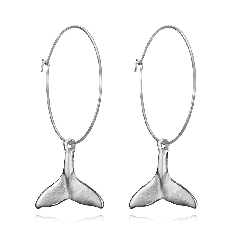 VIVILADY Симпатичные серьги-кольца в виде дельфина женское золото летние пляжные