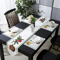 plant flower leaf fruit pomegranate table runner placemat set tablecloth dining table mat home wedding table decoration