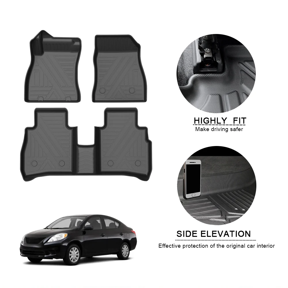 

Fully Surrounded Foot Pad For Nissan Versa 2011-2018 2019 2020 2021 Car Waterproof Non-Slip Rubber Floor Mat TPE Car Accessories