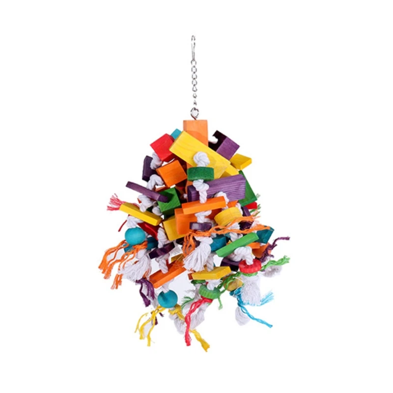 

Bird Chew Toys Colorful Wood Blocks Parrot Training Toy for intelligence Growth Pecking Toy Easy to Hang Cage Decor