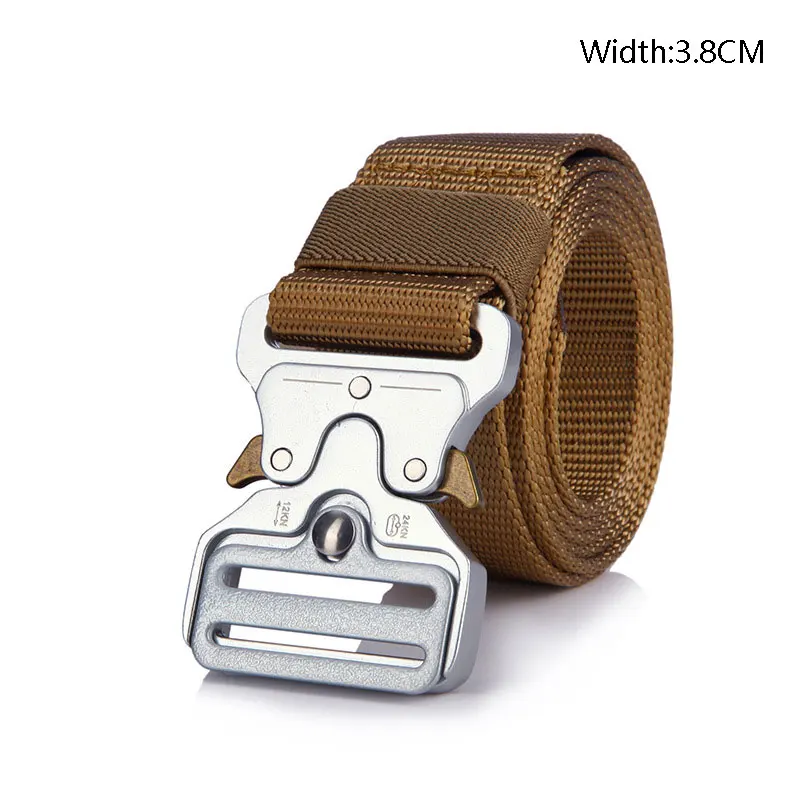Khaki B 3.8cm Армии нейлоновый пояс военный тактический ремень Для мужчин металлической пряжкой сверхмощный полиции Cinto на открытом воздухе охотничий поясной ремень Принадлежности для охоты - Цвет: Khaki B 3.8cm