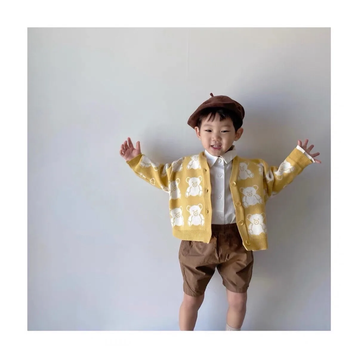 

2021 Autumn Winter Korean Children's Sweater Coat Cartoon Girl Cardigan Jacket