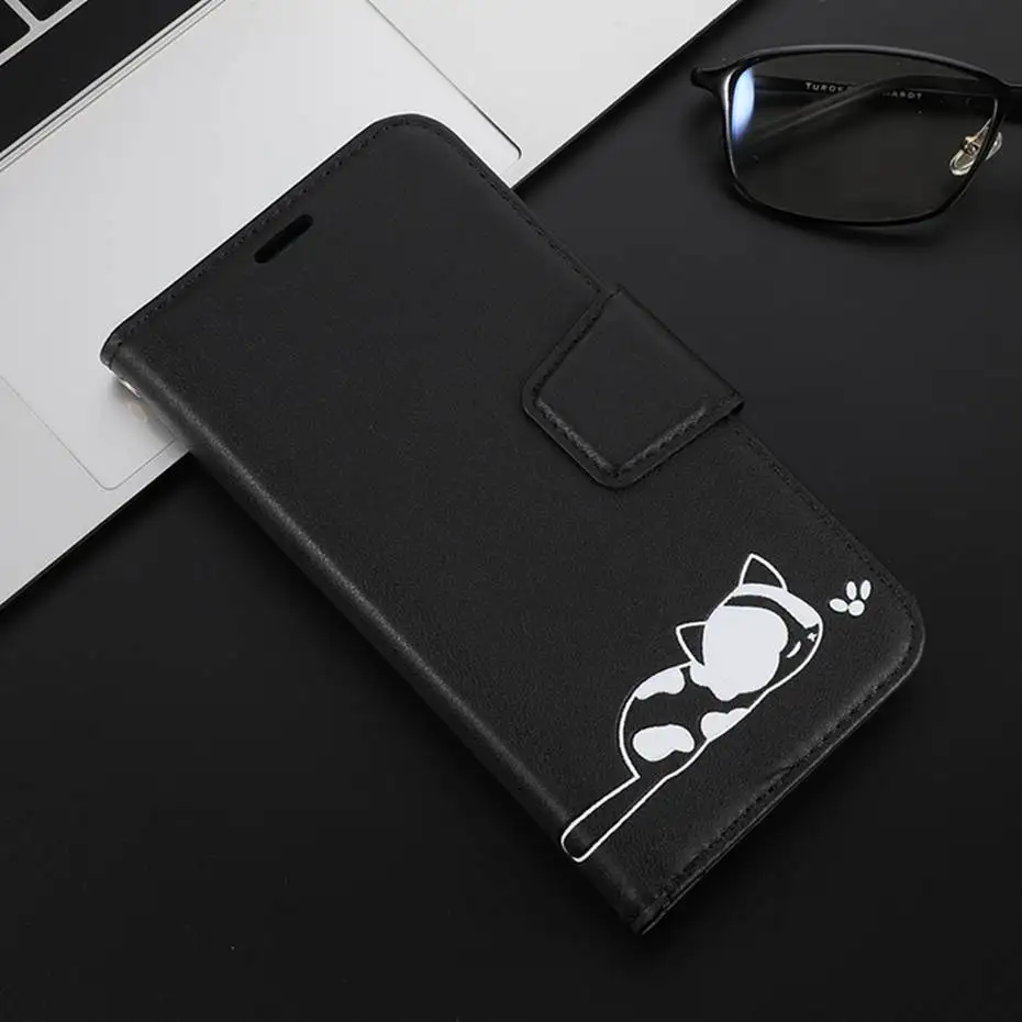 Кожаный чехол с откидной крышкой для samsung Galaxy S10 E S9 J4 J6 A7 A6 плюс A10 A20 E A30 A40 A50 A70 милый кошелек с котами чехол для телефона