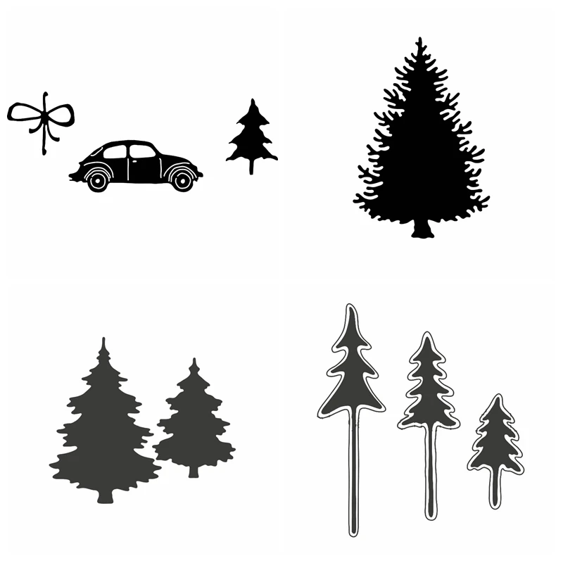 Металлические стальные Вырубные штампы в виде рождественской елки с бантом для