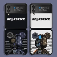 bearbrick protective phone case for samsung galaxy z flip 3 5g case berbrick leather back cover fashion cartoon design