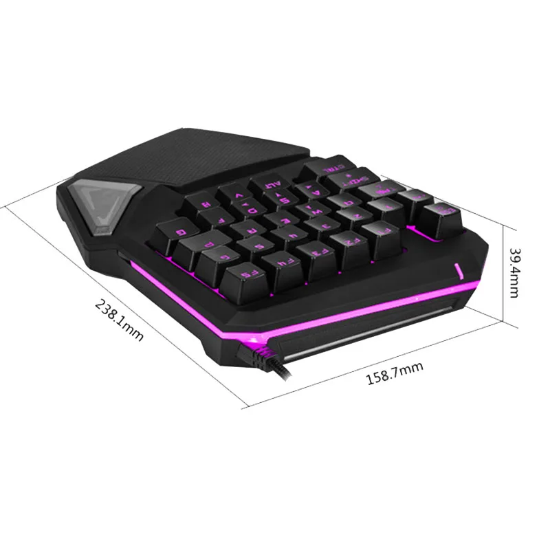 

USB Wired Gaming Keyboard Adjustable 7 Color Backlight Single Hand Gaming Keypad AS99