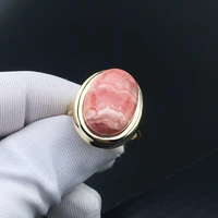 ffgems natural rhodochrosite sterling silver 925 ring big simple gemstone red color fine jewelry women engagement wedding gift