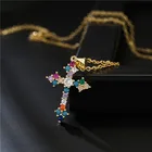 Женское Ожерелье с кулоном-крестом из фианита