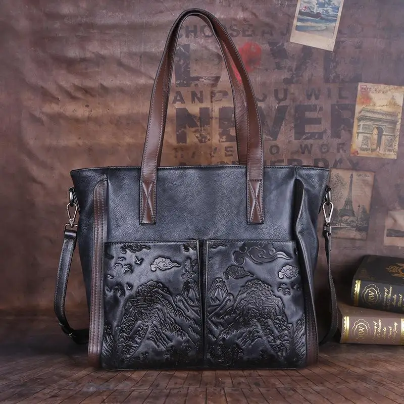 

Genuine Leather Female Designer Bag 2021 New Large Capacity Casual Tote Embossed Women Handbag Shoulder Bags Bolsa Feminina