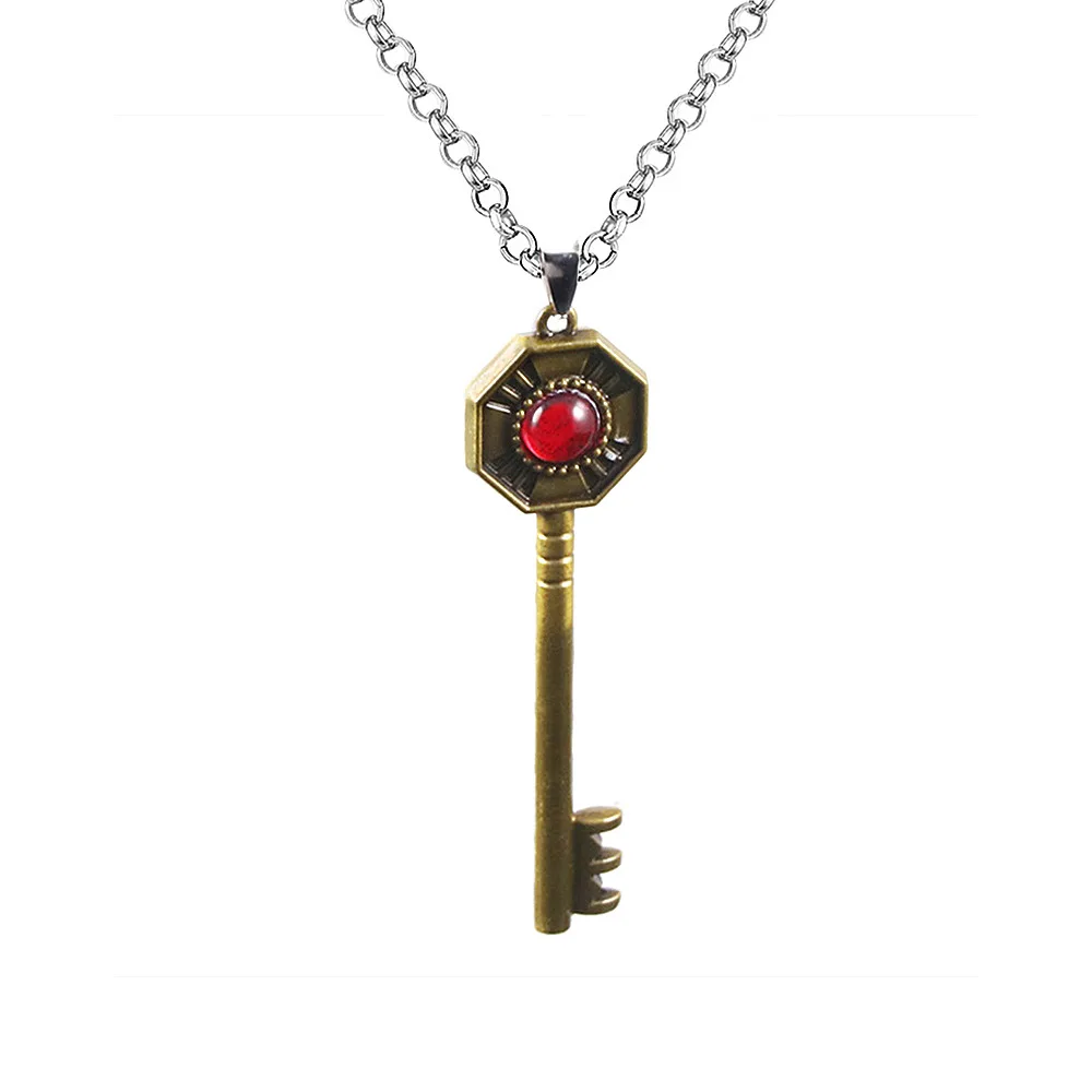 

Anime JoJo's Bizarre Adventure Kujo Jotaro Goth Pendant Necklace Vintage Ruby Key Chain for Men Women Wholesale Metal Jewlery