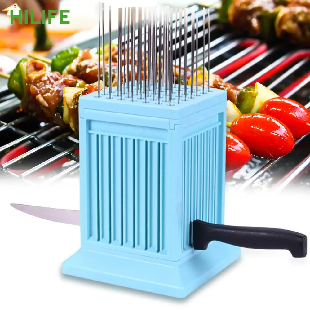 

Beef Pork Meat Barbecue Accessories 49 Holes Vegetables Barbecue Stringer Box Machine Skewer Tools Kebab Maker